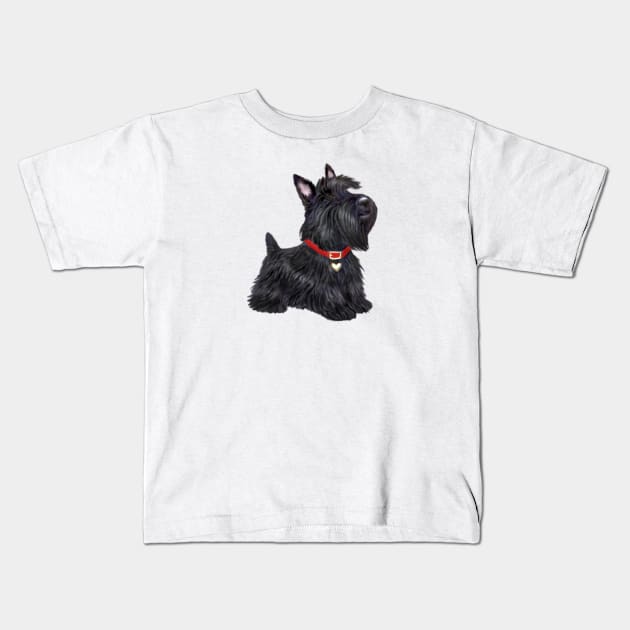 Scottish Terrier with Red Collar Kids T-Shirt by Dogs Galore and More